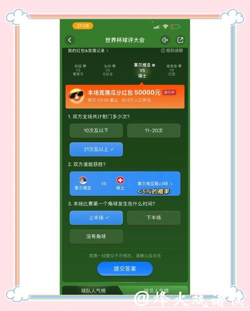 世界杯竞猜APP热门赛事推荐分析